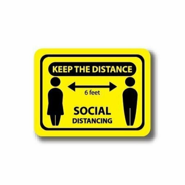 Ergomat 12in x 9in RECTANGLE SIGNS Keep The Distance / Social Distancing DSV-SIGN 108 #2938 -UEN